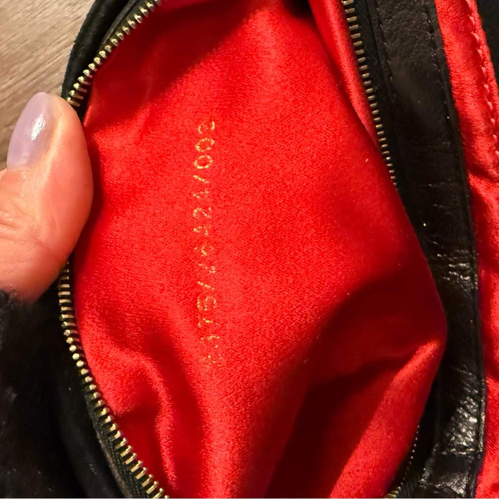 Fendi Black Suede Shoulder Bag with Gold & Red Logo Plaque - Picture 8 of 10